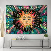 Lofaris Colorful Leaves And Sun Abstract Galaxy Wall Tapestry